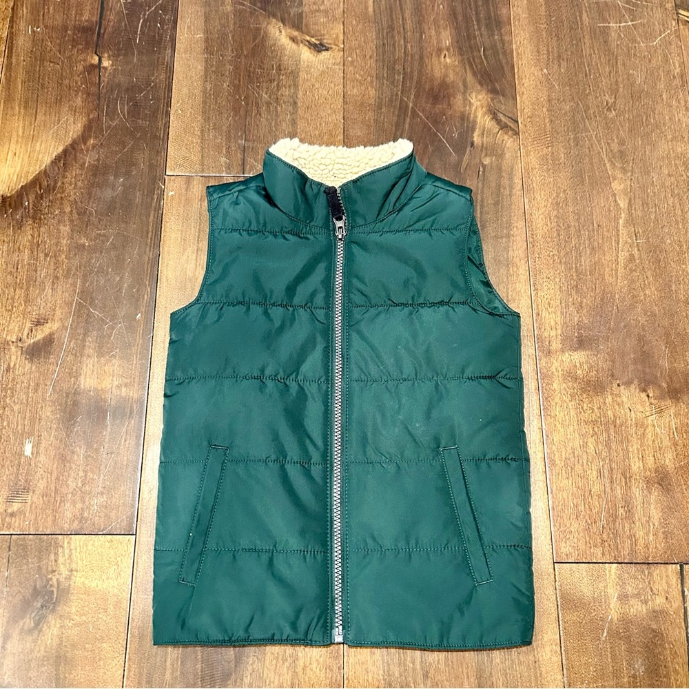 Carter’s Boys Green Puffer Vest with Sherpa Collar